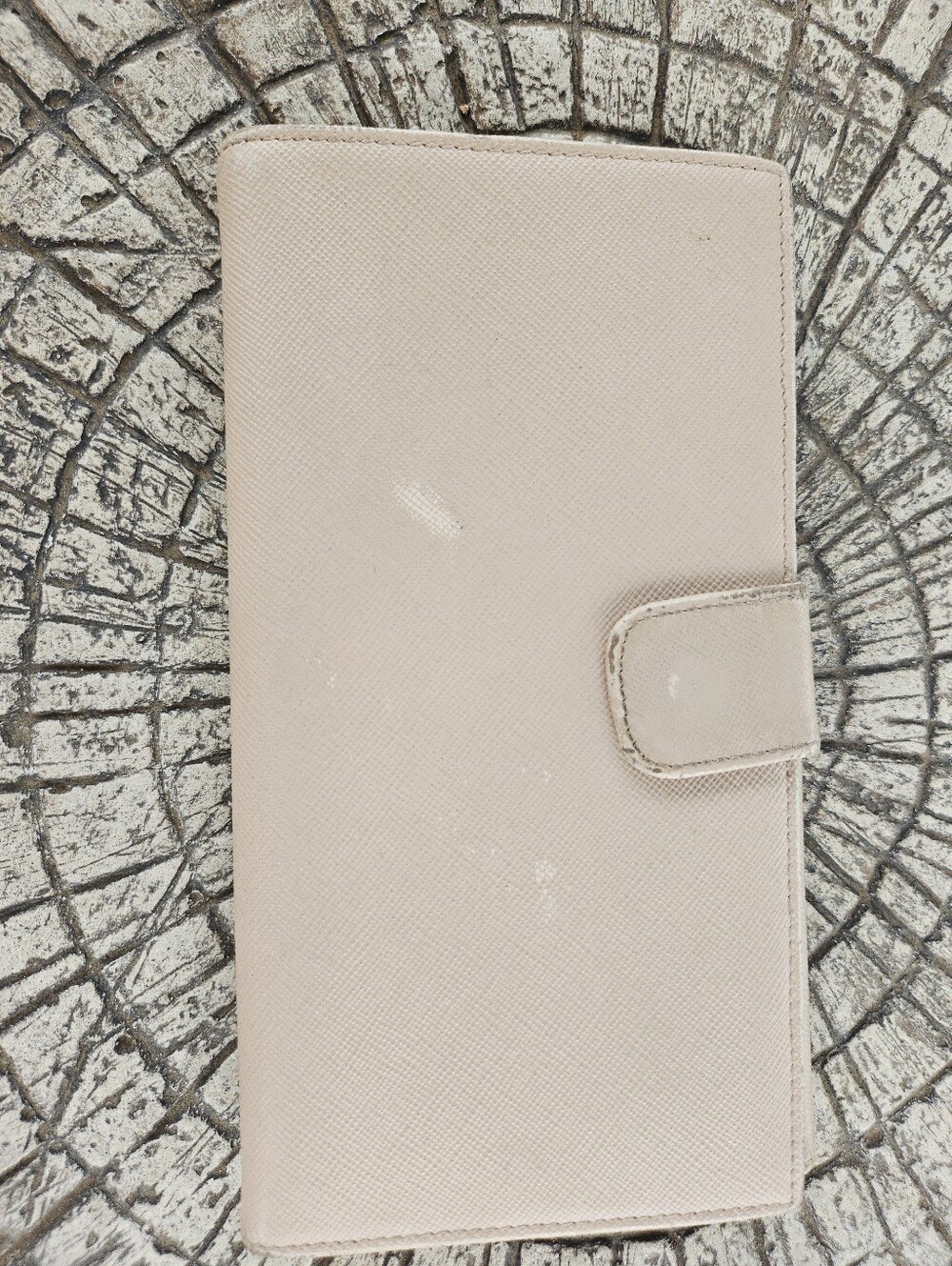 Prada Flesh Beige Textured Saffiano Bi Fold Long Wallet Credit Card Holder - Picture 6 of 16